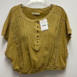 NWT Free People Crop Top SZ M Gold Yellow